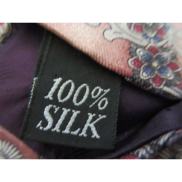 Oscar de la Renta Mens Neck Tie Burgundy Paisley Patterned Vintage Silk Tie - Picture 5 of 6